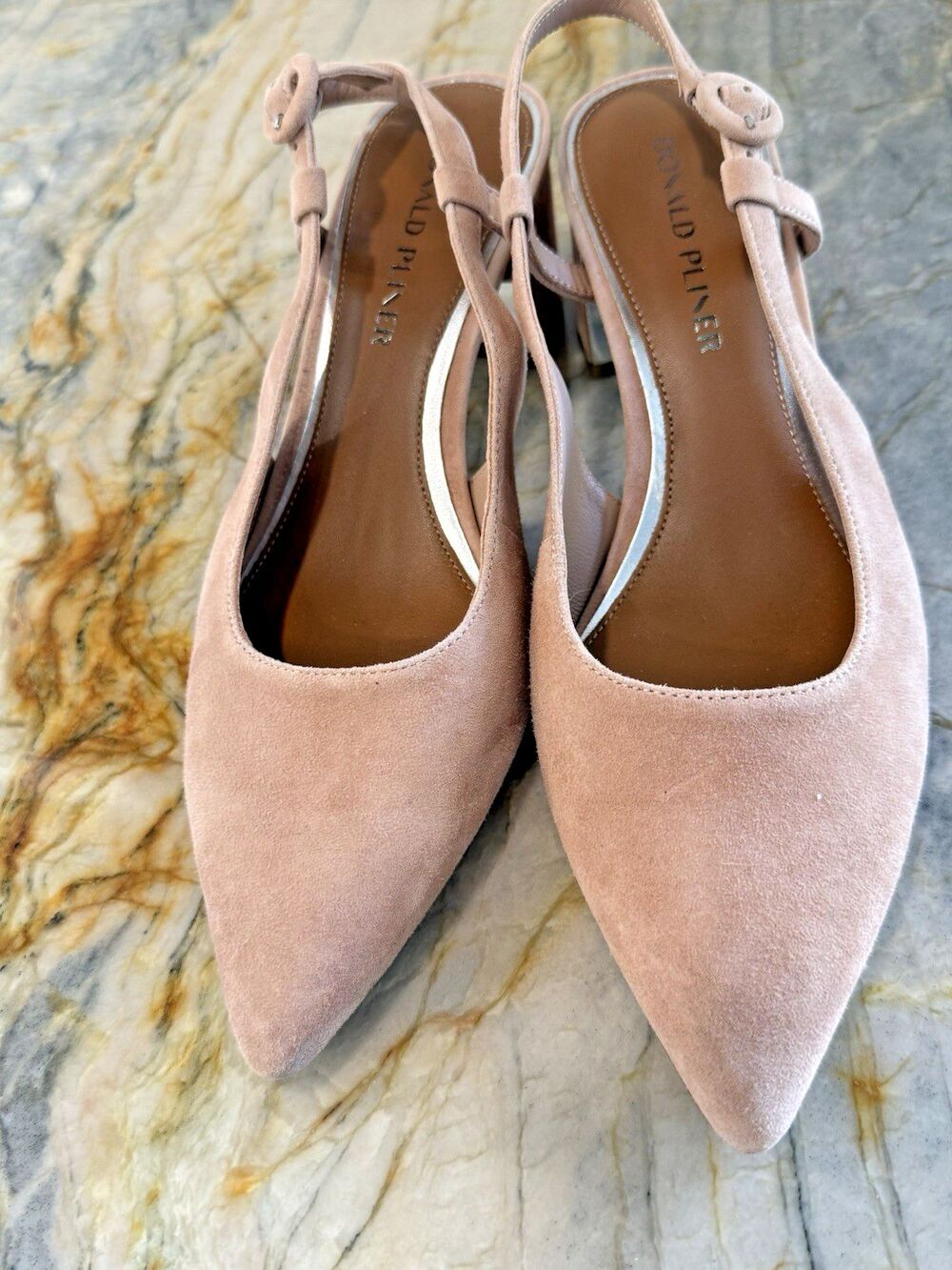 Donald Pliner Rosette Suede Slingback Heel Memory Foam Leather Insole Size 9.5 M - Picture 6 of 13